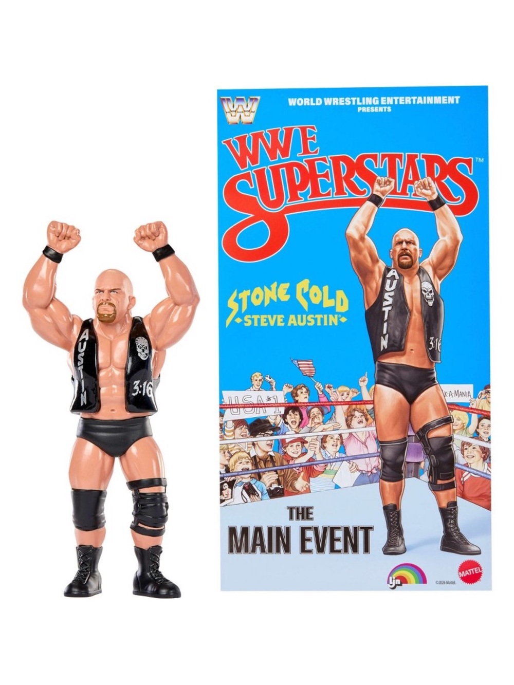 WWE Stone Cold Steve Austin Action Figure - Black, Flesh, Blue, Red, Yellow